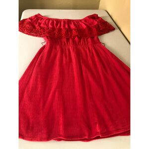 MAUDE DRESS RED ELASTIC WAIST Off Shoulder Size S